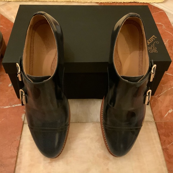 Angela Scott Navy Leather Double Monk OxfordsGoodyear WeltEU 39.5